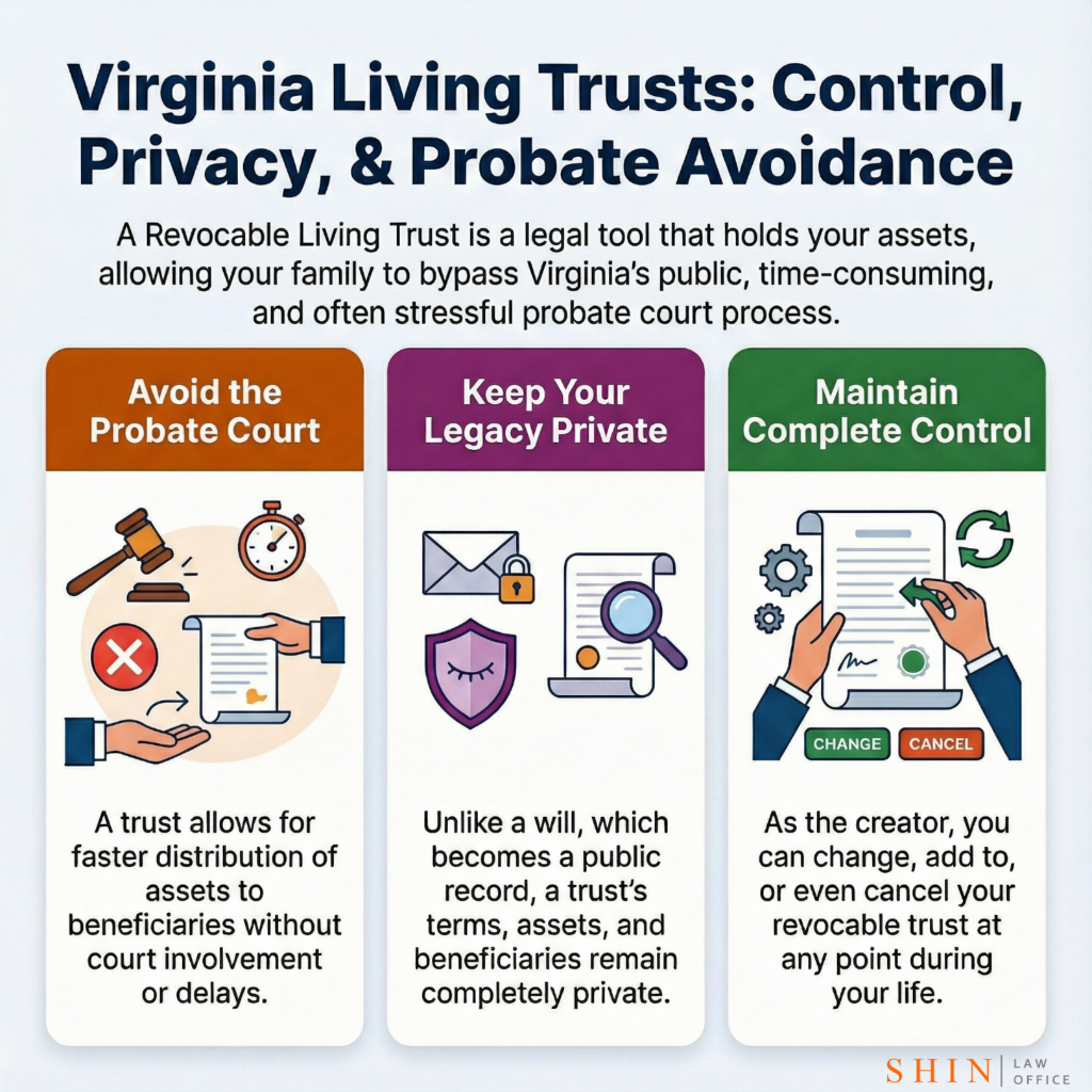 revocable living trust Virginia, probate avoidance Fairfax County, trust planning Loudoun County, Northern Virginia trust lawyer, Prince William trust management, Arlington revocable trust setup, Virginia successor trustee, living trust funding Fairfax VA, Loudoun trust based estate plan, Virginia trust administration, Frederick County revocable trust attorney, Clarke County trust planning, Fairfax probate lawyer, Virginia estate trust options, Northern Virginia private estate planning