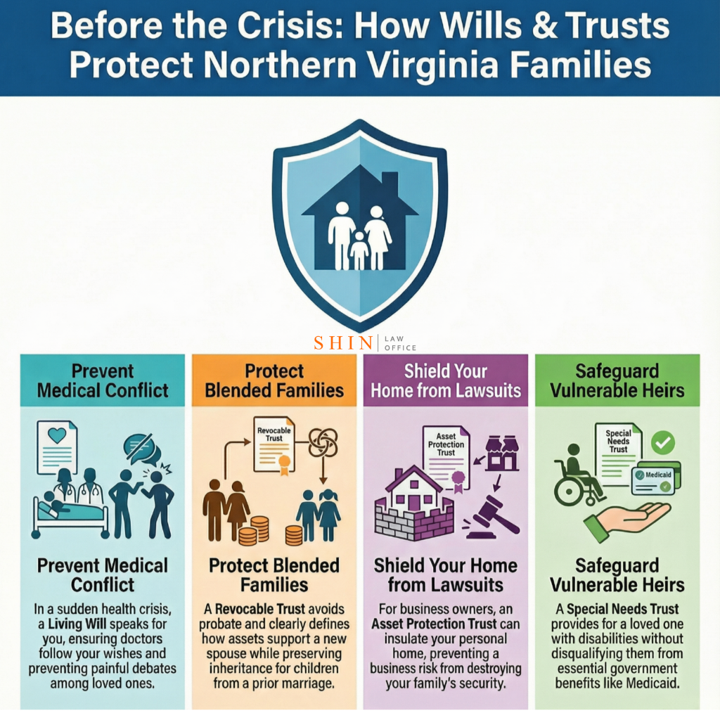 estate planning scenarios Virginia, Fairfax real family planning, Loudoun estate case examples, Prince William trust benefits, Arlington living will scenarios, Clarke County estate protection examples, Frederick County inheritance planning, Northern Virginia trust success stories, Fairfax crisis planning, Loudoun family estate guidance, Virginia medical emergency planning, trust use cases Virginia, probate problem prevention VA, special needs planning scenarios, Virginia inheritance conflict prevention