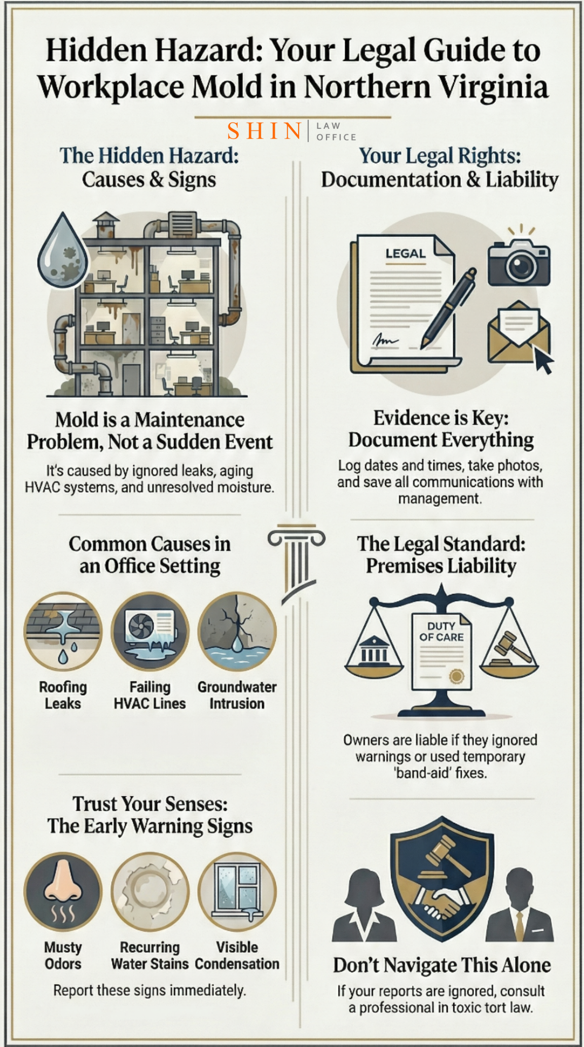 mold exposure attorney Northern Virginia, office building mold Loudoun County, Fairfax County toxic mold issues, Arlington office mold problems, Prince William County workplace mold, Clarke County moisture intrusion, Frederick County mold inspection law, Virginia mold liability attorney, commercial building water intrusion Virginia, toxic tort lawyer Northern Virginia, unsafe office ventilation Virginia, HVAC moisture failure workplace, mold documentation for employees, corporate premises liability Virginia, workplace environmental hazard attorney