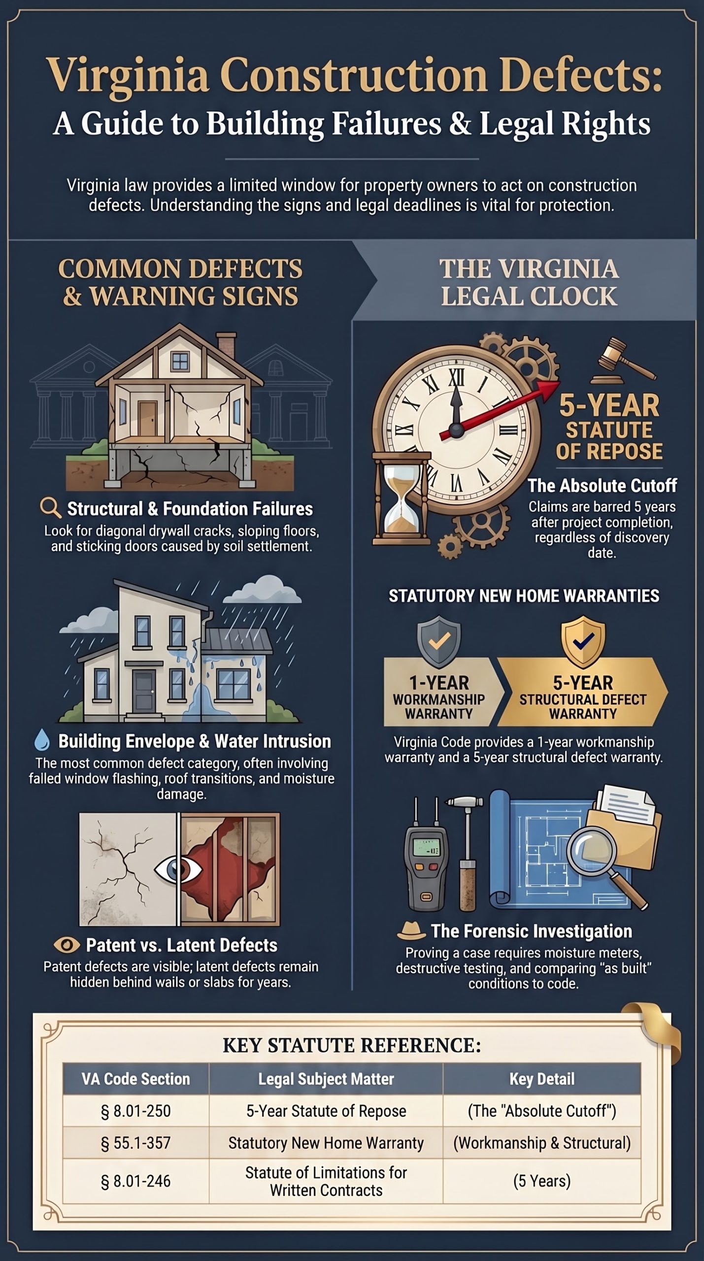 Virginia construction defect lawyer, construction defect attorney Virginia, Virginia building defect lawyer, structural failure attorney Virginia, foundation settlement lawyer Virginia, framing defect attorney Virginia