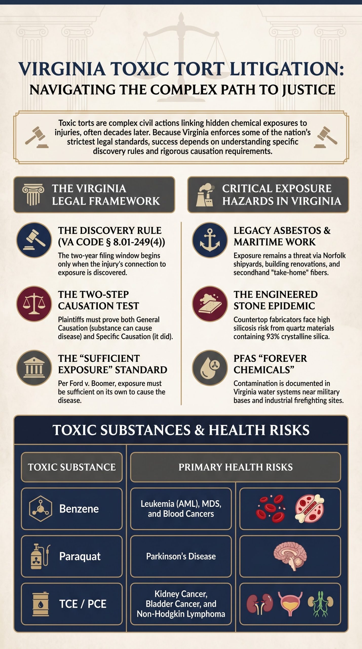 Virginia toxic tort lawyer, toxic exposure attorney Virginia, chemical exposure lawyer Virginia, asbestos attorney Virginia, mesothelioma lawyer Virginia, benzene exposure lawyer Virginia